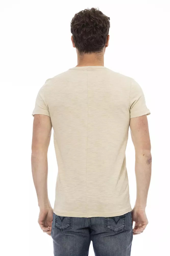 Trussardi Action Beige Chest Pocket Tee - Casual Elegance