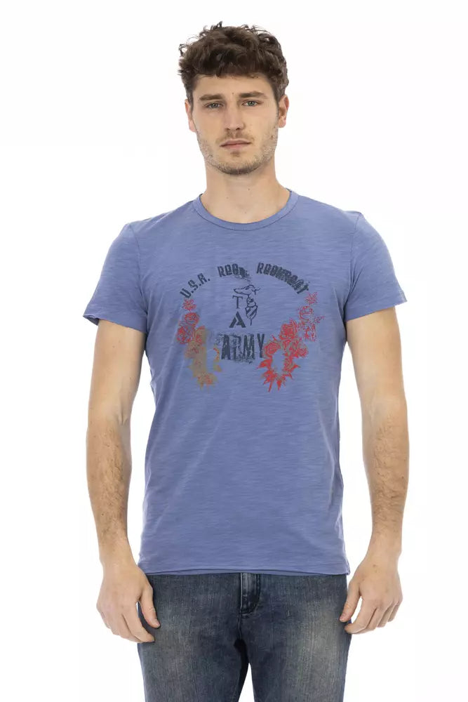 Trussardi Action Chic Blue Short Sleeve Cotton-Blend Tee