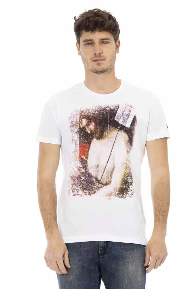 Trussardi Action Elegant White Tee with Graphic Charm