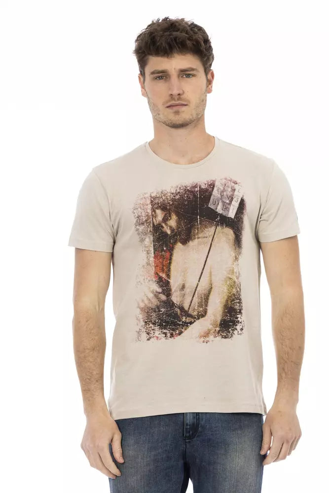 Trussardi Action Beige Cotton Blend Tee for Men