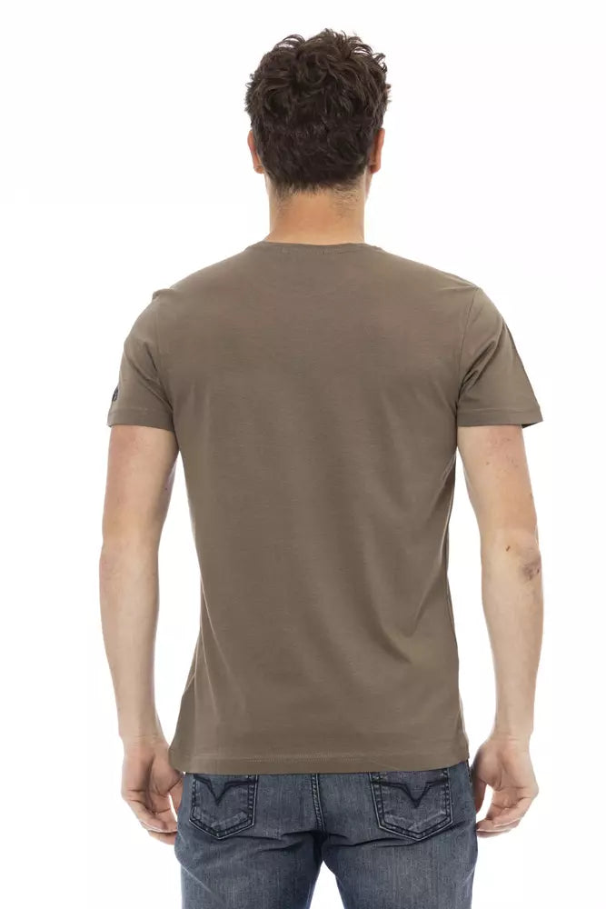 Trussardi Action Elegant Cotton Blend Brown Tee