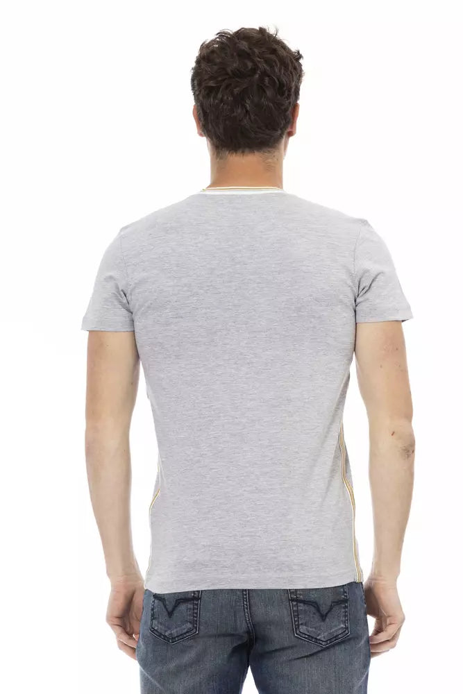 Trussardi Action Elegant V-Neck Tee with Chic Front Print