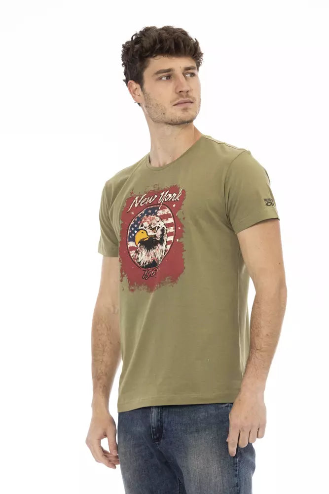 Trussardi Action Chic Green Short Sleeve Printed Tee