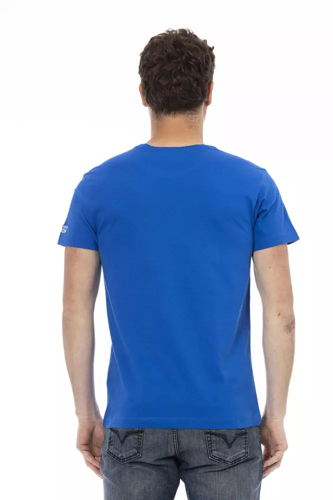 Trussardi Action Chic Blue Short Sleeve T-Shirt with Print