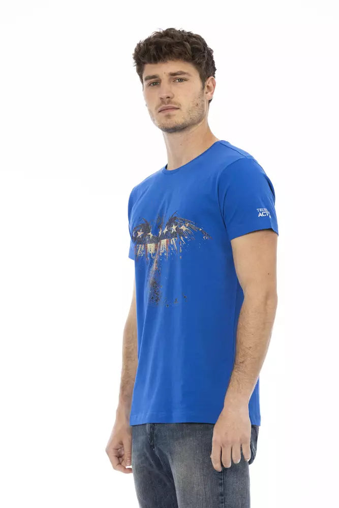 Trussardi Action Chic Blue Short Sleeve T-Shirt with Print