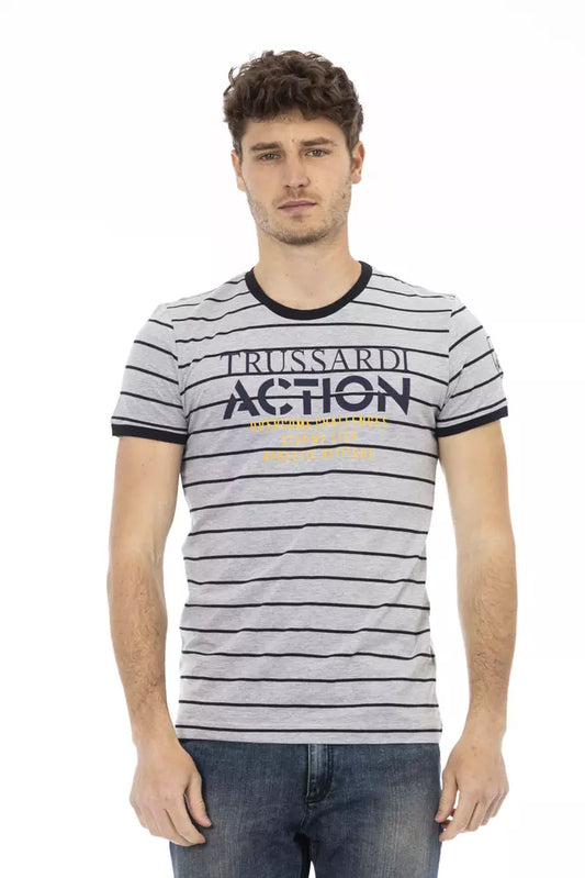 Trussardi Action Elegant Gray T-Shirt with Chic Front Print