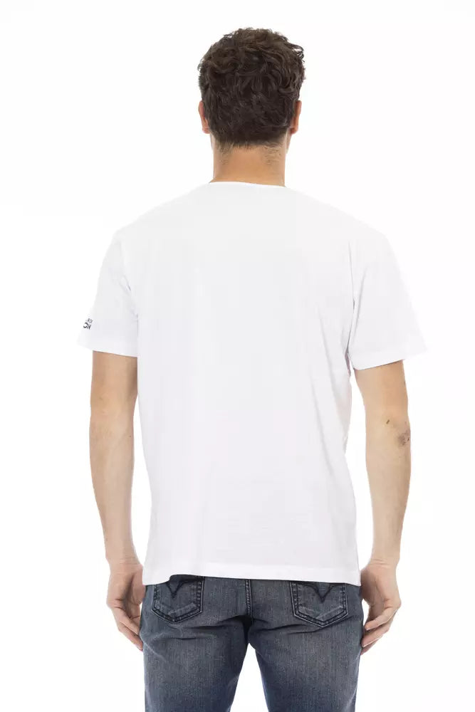 Trussardi Action Elegant White Tee with Graphic Charm