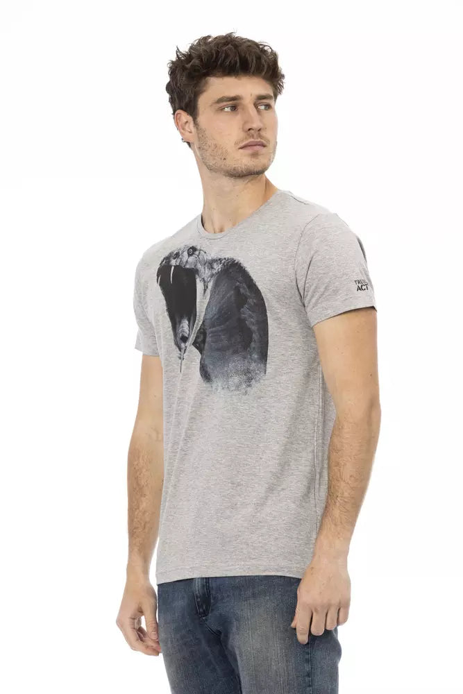 Trussardi Action Chic Gray Cotton Blend Round Neck Tee