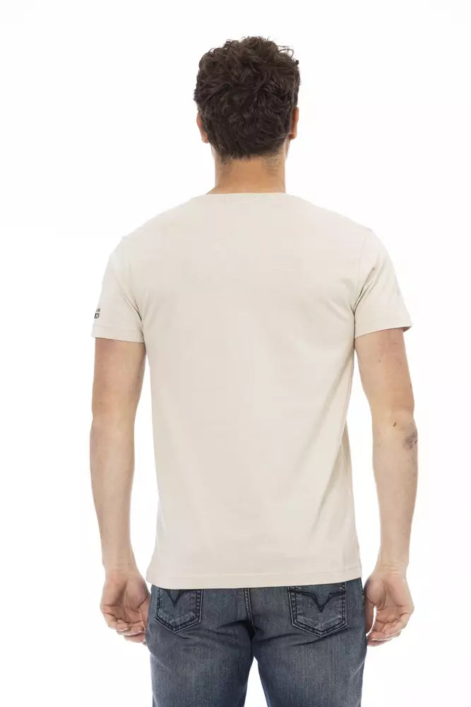 Trussardi Action Beige Short Sleeve Cotton Blend Tee