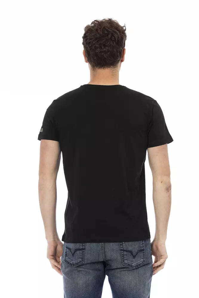 Trussardi Action Elevated Casual Black Tee - Short Sleeve & Round Neck