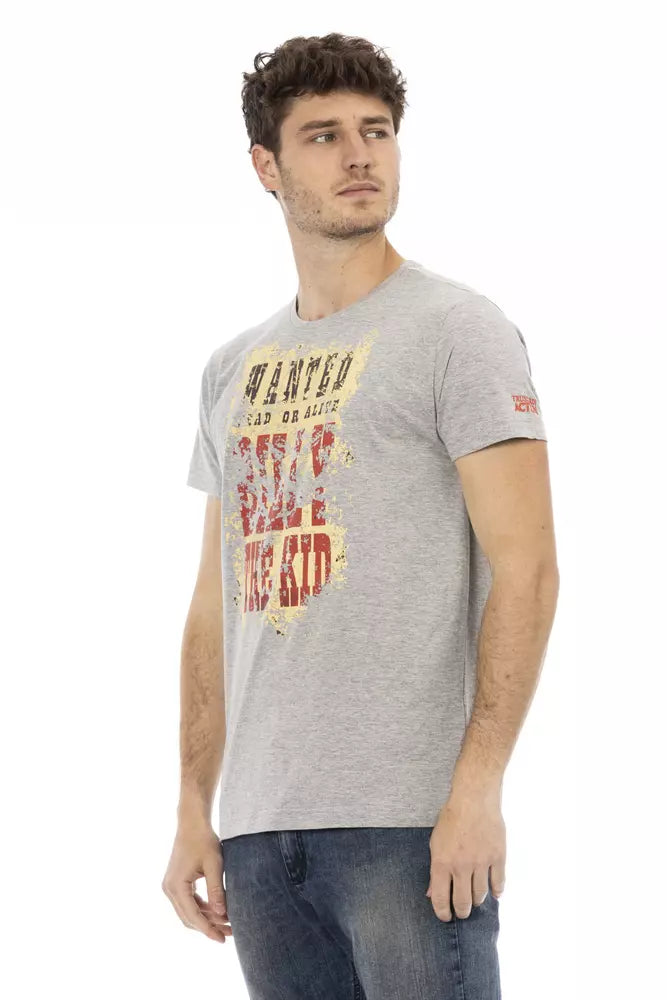 Trussardi Action Sleek Gray Cotton-Blend T-Shirt for Men