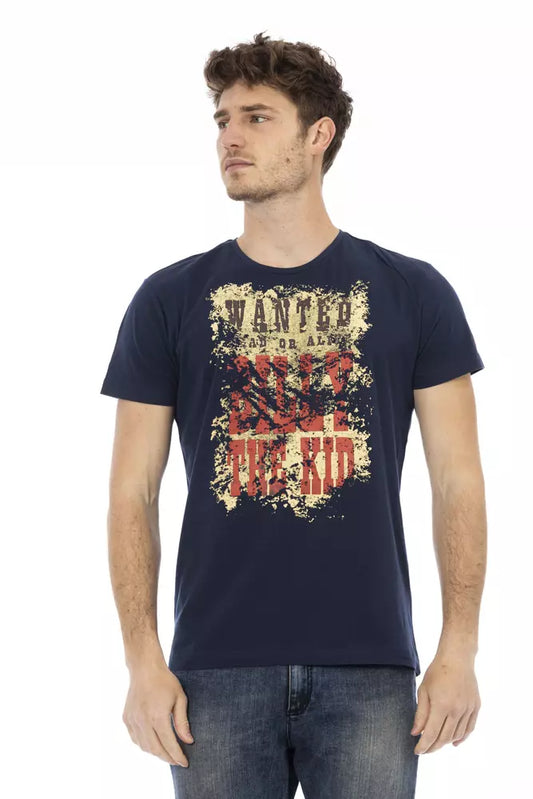 Trussardi Action Chic Blue Printed Short Sleeve Tee