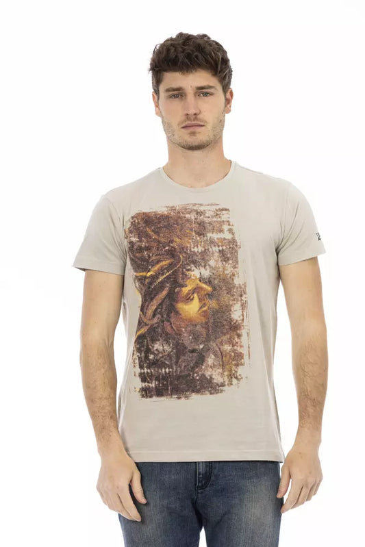 Trussardi Action Elegant Beige Short Sleeve Round Neck Tee