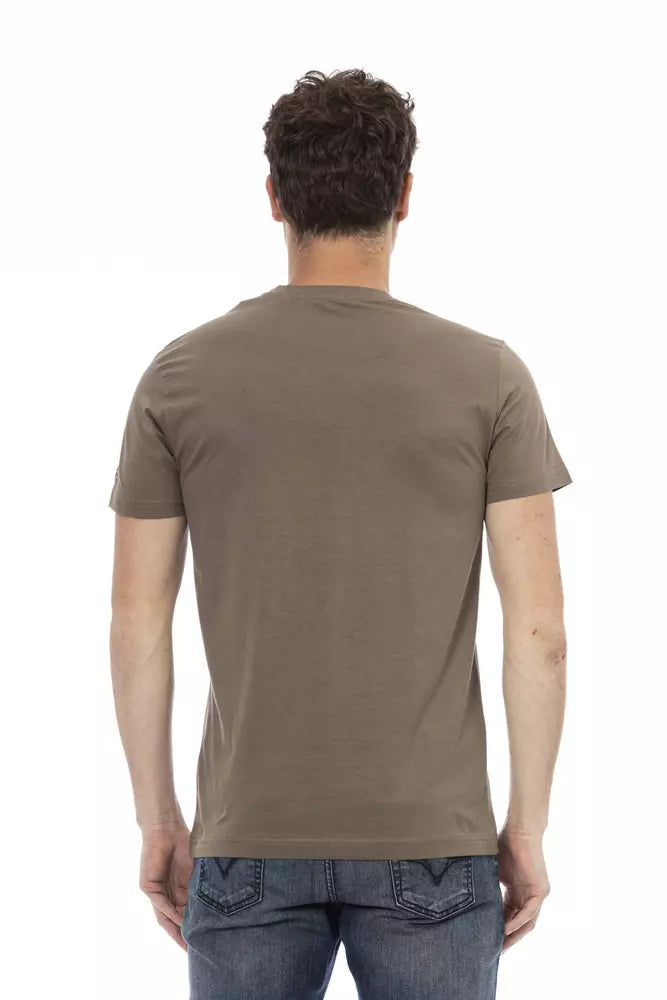 Trussardi Action Elegant V-Neck Tee with Chic Front Print