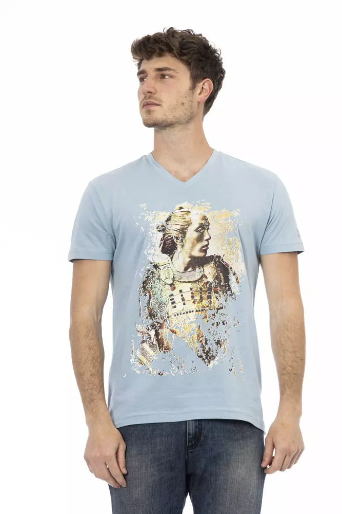 Trussardi Action Elegant V-Neck Tee with Chic Front Print