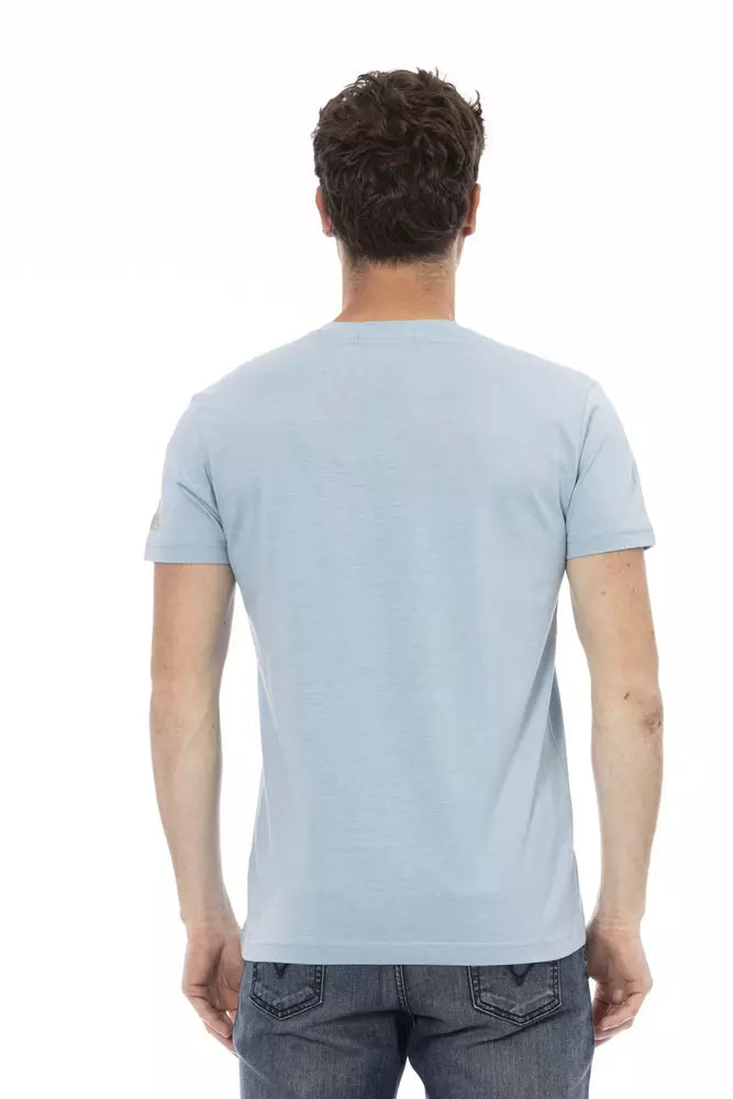 Trussardi Action Elegant V-Neck Tee with Chic Front Print