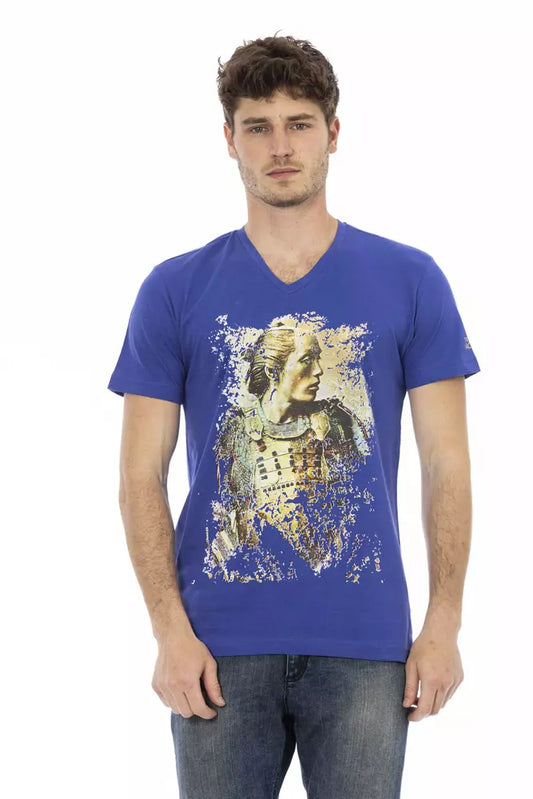 Trussardi Action Elegant V-Neck Tee with Chic Front Print