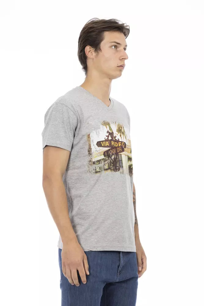 Trussardi Action Essential V-Neck Tee with Graphic Charm