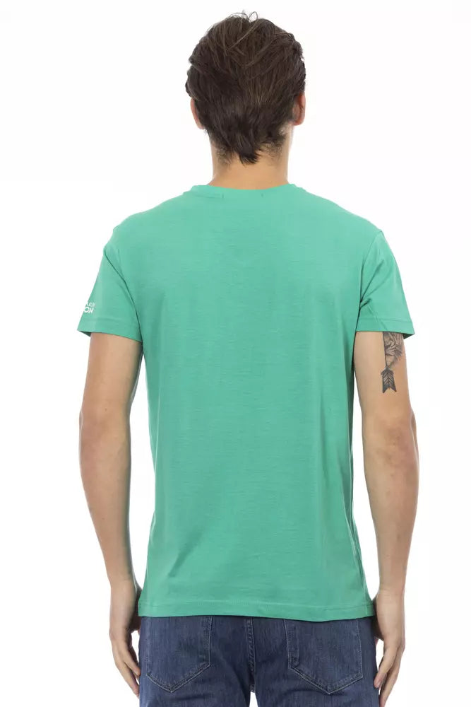 Trussardi Action Elegant V-Neck Tee in Lush Green