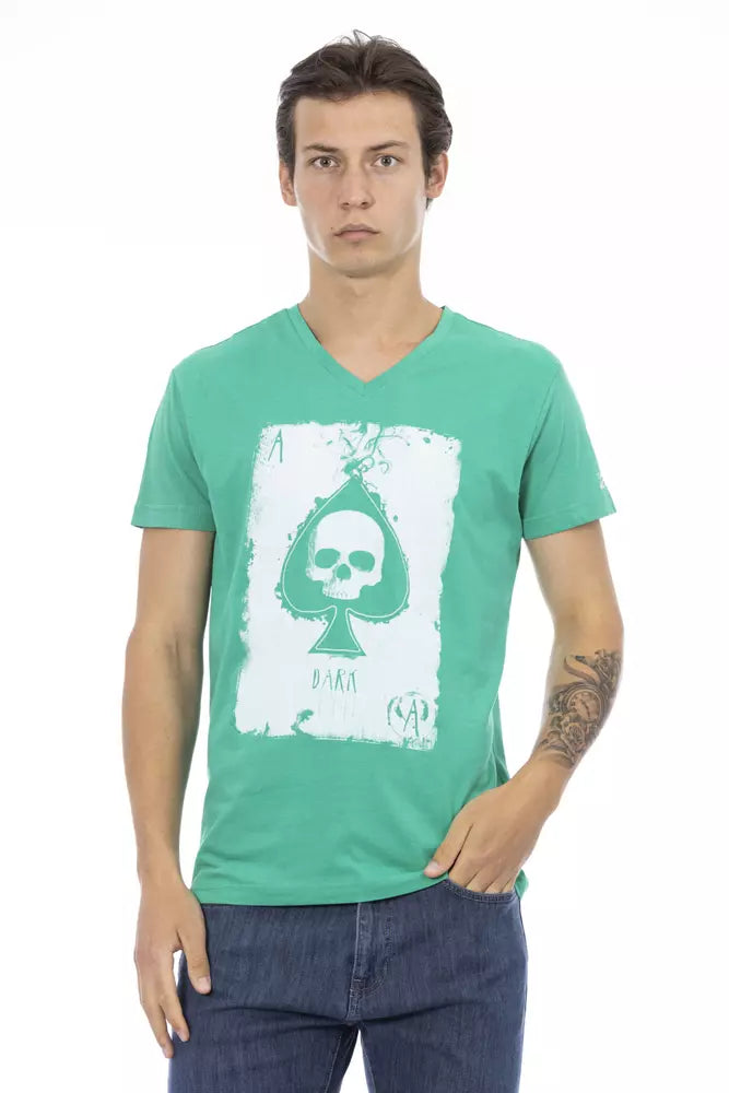 Trussardi Action Elegant V-Neck Tee in Lush Green