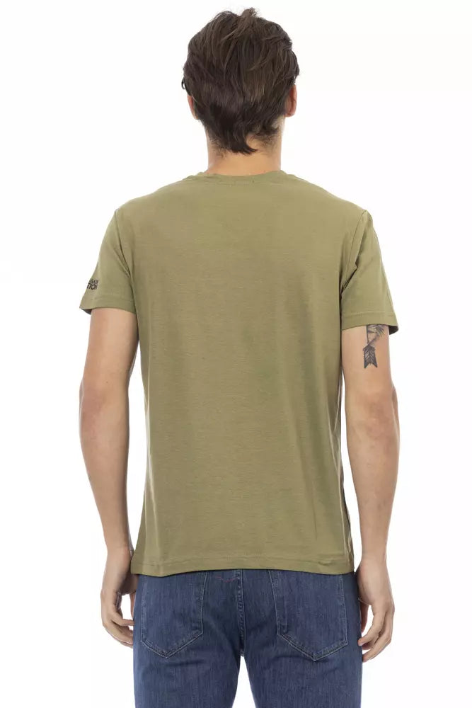 Trussardi Action Elegant V-Neck Tee with Chic Front Print