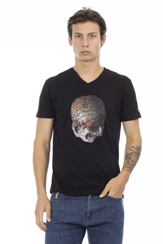 Trussardi Action Sleek V-Neck Tee with Front Print