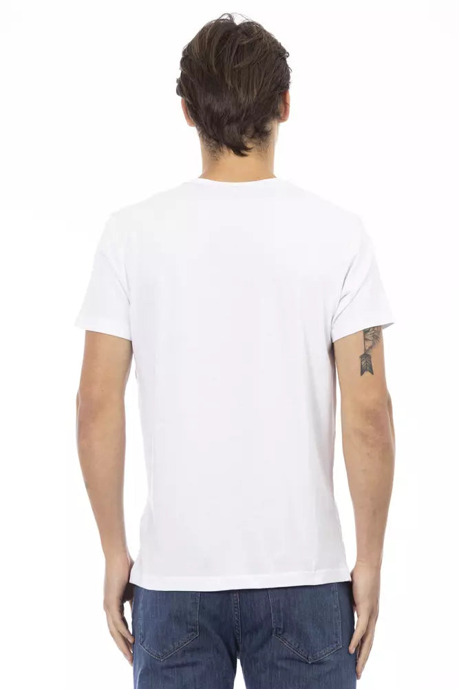 Trussardi Action Elegant V-Neck Tee with Chic Front Print