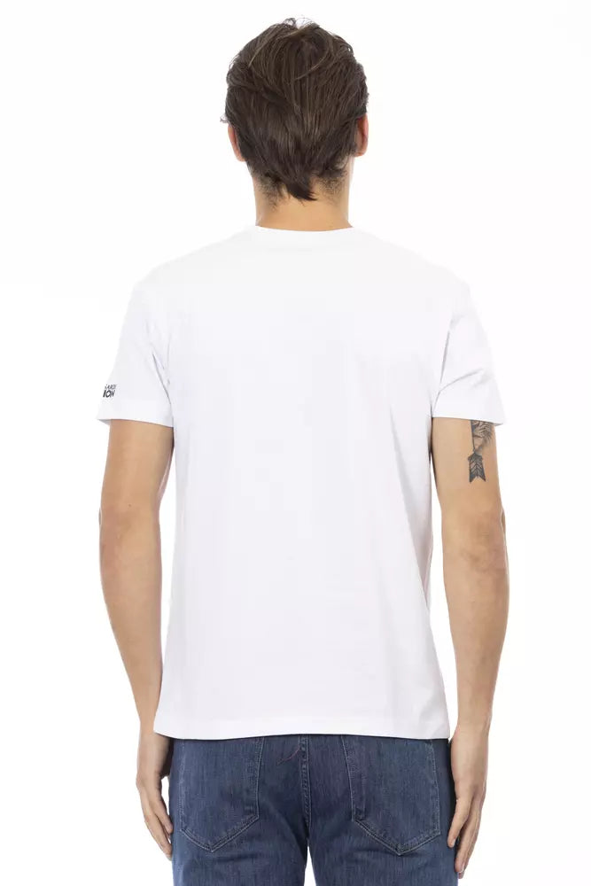 Trussardi Action Elegant V-Neck Tee with Chic Front Print