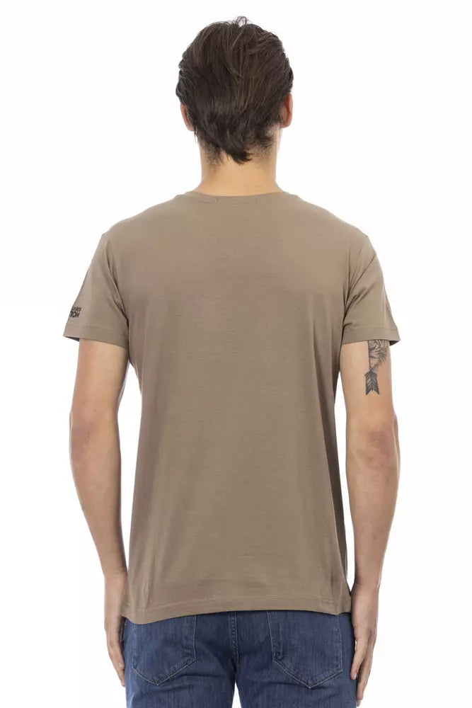 Trussardi Action Elegant V-Neck Tee with Chic Front Print