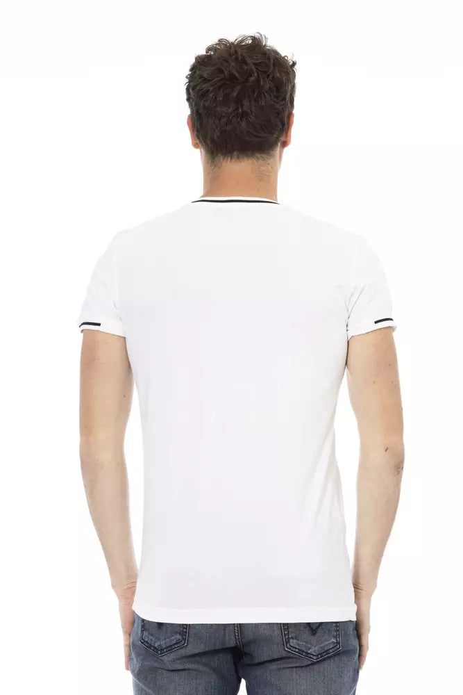 Trussardi Action Sleek V-Neck Tee with Chest Print