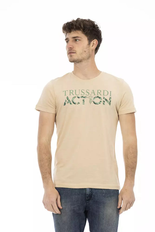 Trussardi Action Elegant Beige Short Sleeve Round Neck Tee