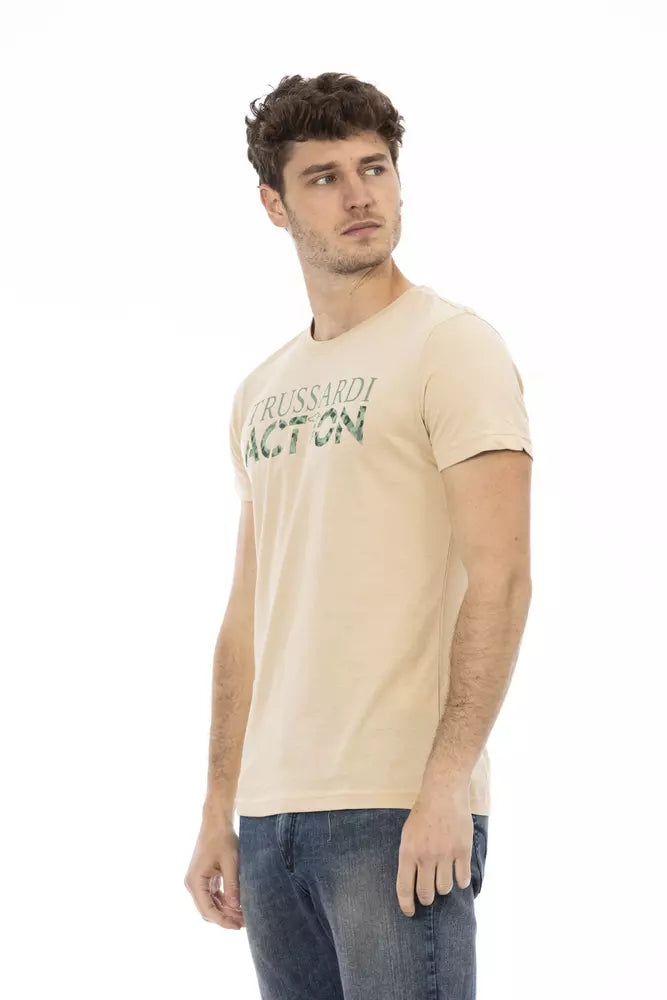 Trussardi Action Elegant Beige Short Sleeve Round Neck Tee