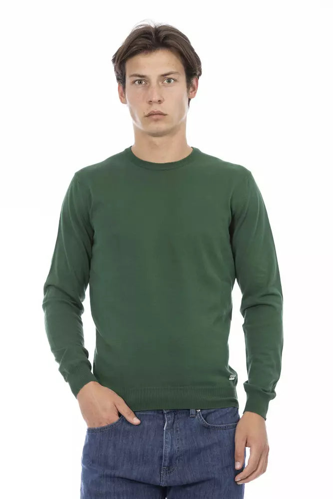 Baldinini Trend Elegant Green Cotton Crew Neck Sweater