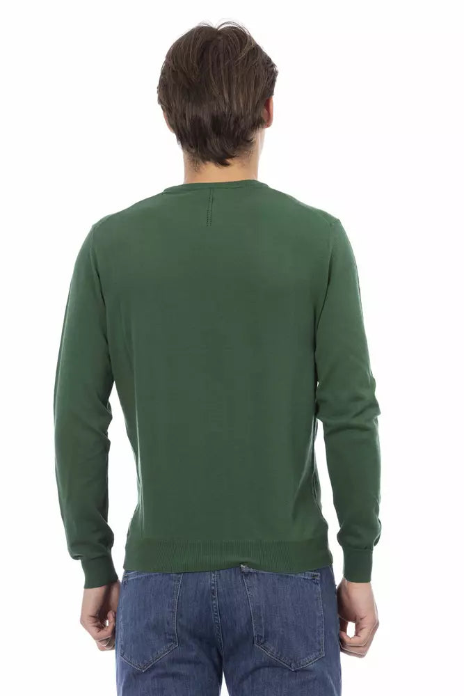 Baldinini Trend Elegant Green Cotton Crew Neck Sweater