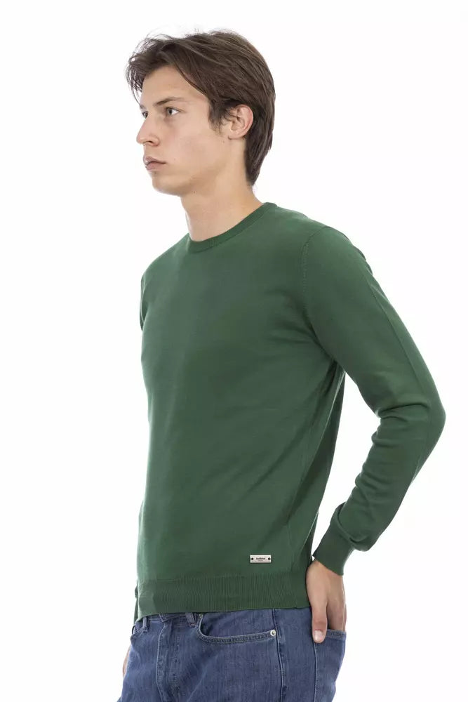 Baldinini Trend Elegant Green Cotton Crew Neck Sweater