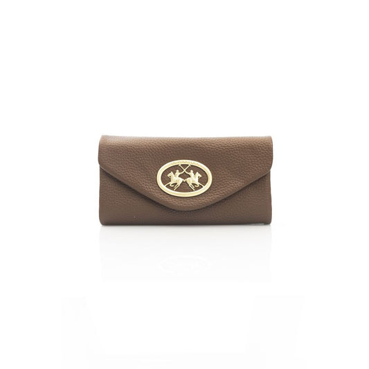 La Martina Elegant Brown Leather Wallet with Flap Closure