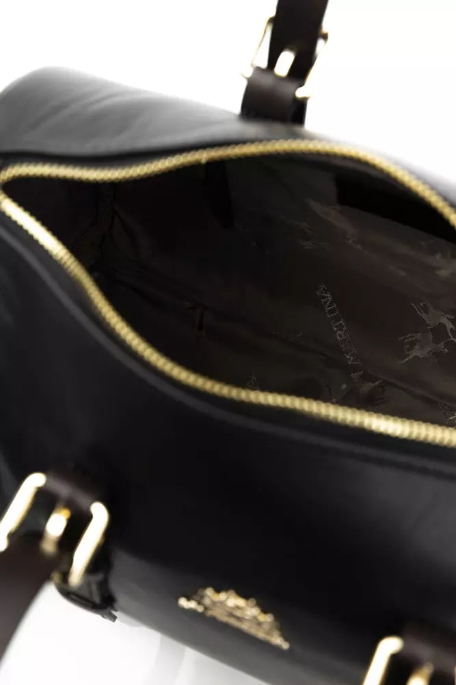 La Martina Elegant Black Leather Crossbody Bag