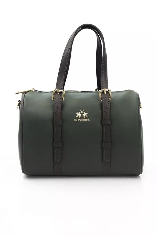 La Martina Elegant Green Leather Crossbody Bag