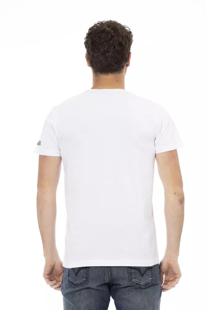 Trussardi Action Elegant White Casual Tee with Front Print