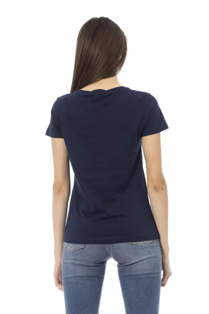 Trussardi Action Elegant Blue Print Tee with Short Sleeves