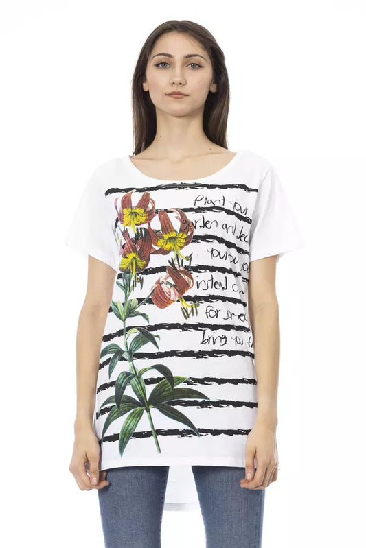 Trussardi Action Chic White Cotton Blend Tee