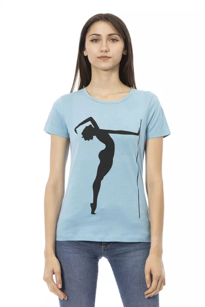 Trussardi Action Chic Light Blue Short Sleeve Round Neck Tee