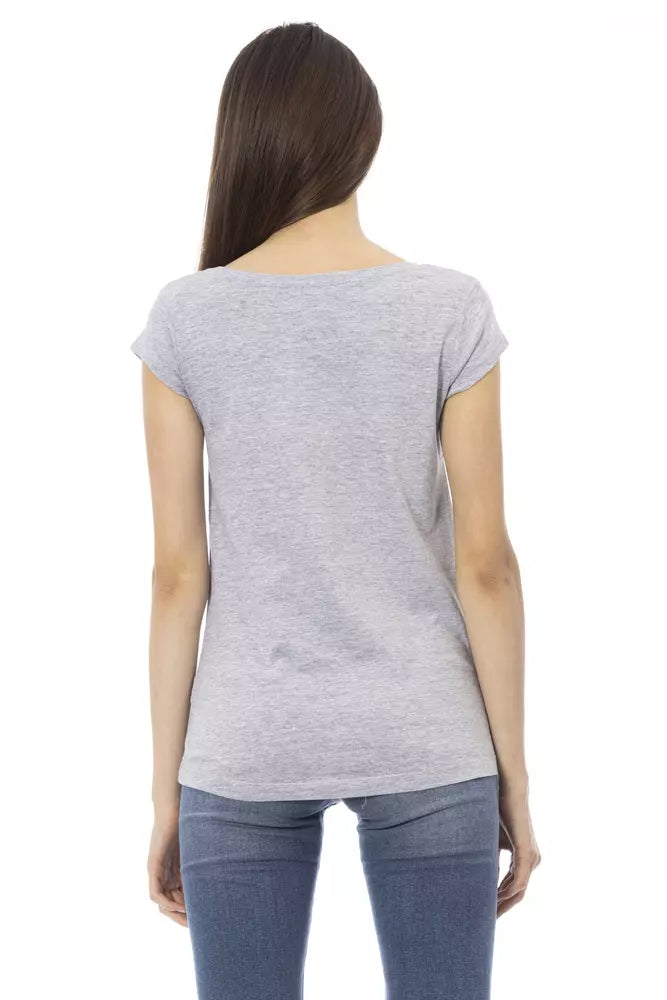 Trussardi Action Elegant Gray Cotton Blend Tee