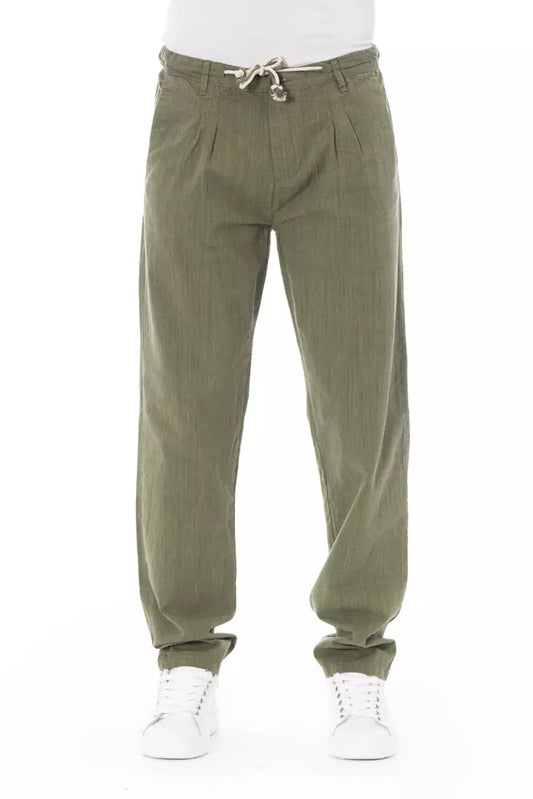 Baldinini Trend Elegant Cotton Chino Trousers in Army Green