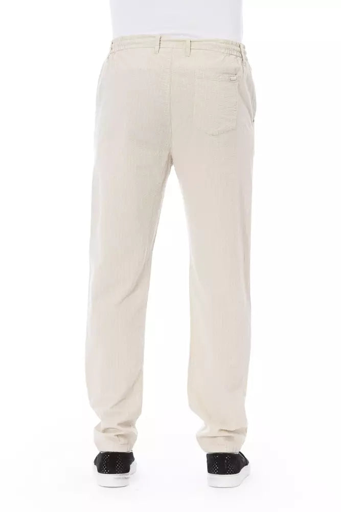 Baldinini Trend Chic Beige Cotton Chino Trousers with Drawstring