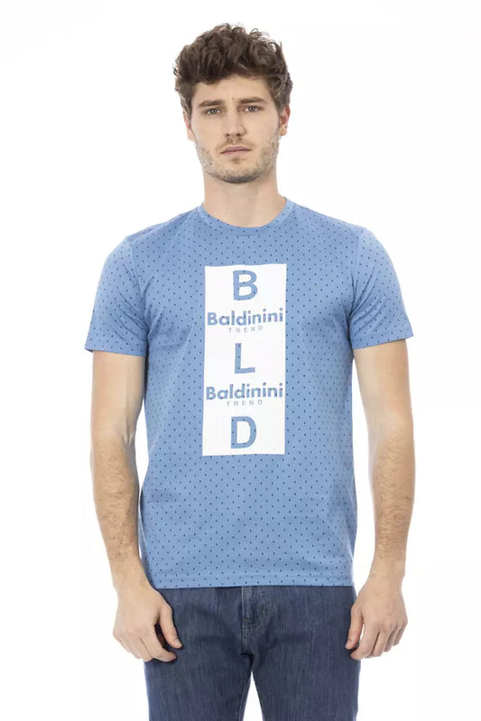 Baldinini Trend Elegant Light Blue Cotton Tee with Print