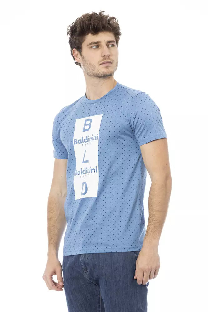 Baldinini Trend Elegant Light Blue Cotton Tee with Print