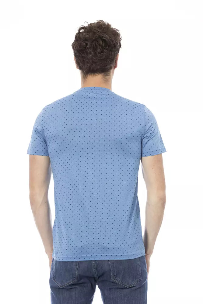 Baldinini Trend Elegant Light Blue Cotton Tee with Print