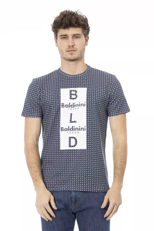 Baldinini Trend Chic Grey Cotton Tee with Bold Front Print