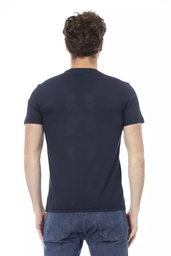 Baldinini Trend Sleek Blue Cotton Tee with Front Print